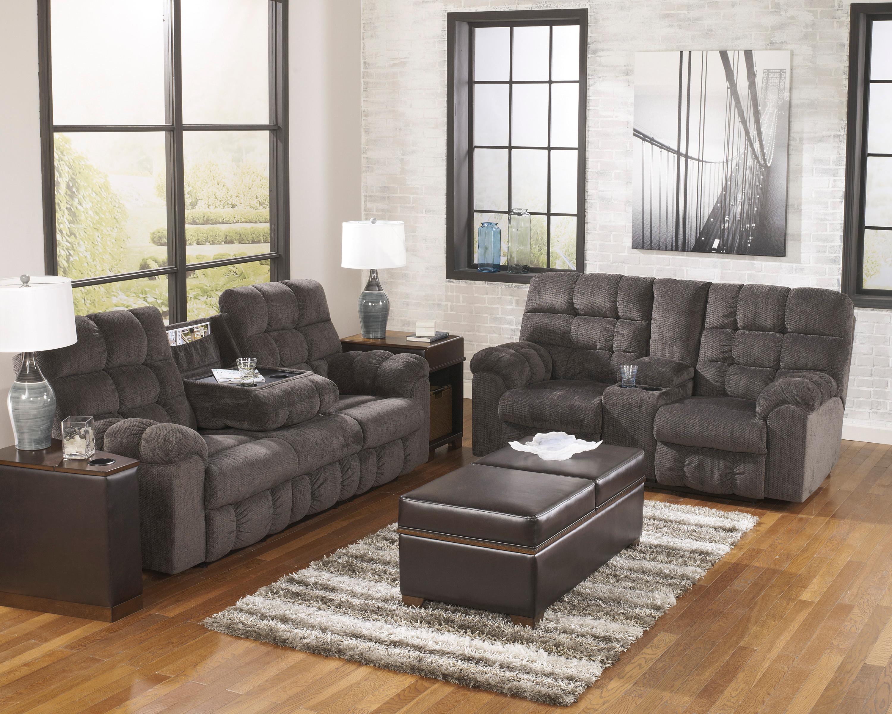 Signature design by ashley hot sale reclining sofa drop down table